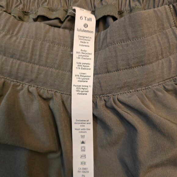 LULULEMON Hotty Hot Army Green Shorts sz  6 Tall - Picture 5 of 8
